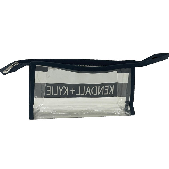 Kendall + Kylie Makeup Bag Small Clear Plastic Black Trim Cosmetic Bag New - Picture 4 of 5